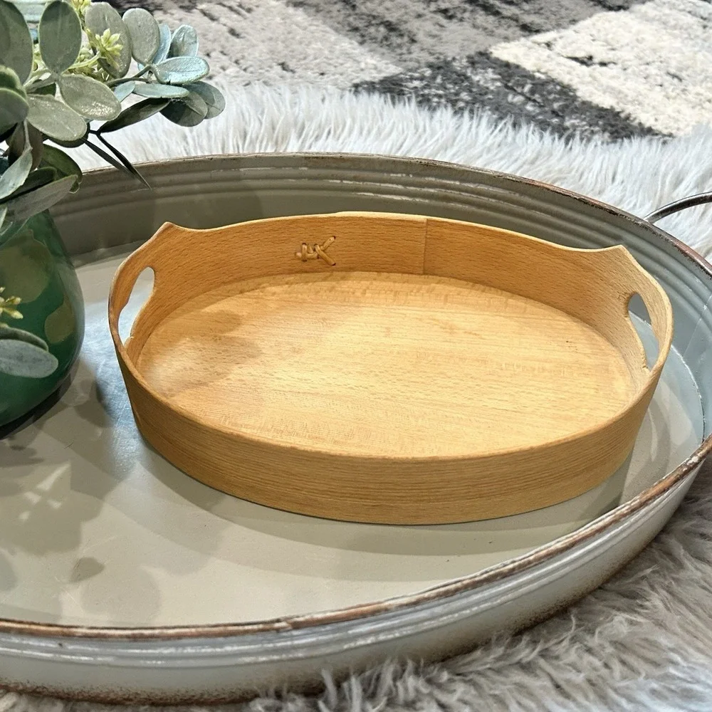 Vintage Svepbricka Swedish Made Oval Wooden Bread Tray 9